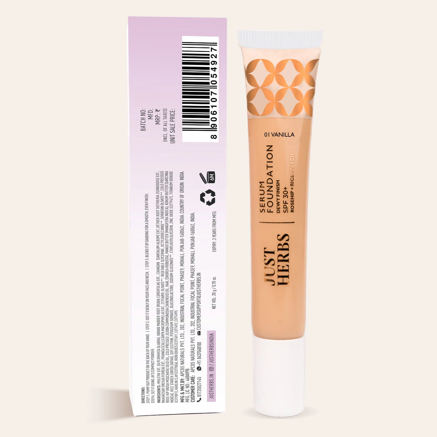 Serum Foundation Dewy Finish SPF30+ Tube with Rosehip and Rice Starch - Image 14